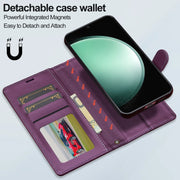For Samsung Galaxy S24 FE 5G LC.IMEEKE L2 Series Detachable Magsafe PU Phone Case with Lanyard(Purple)