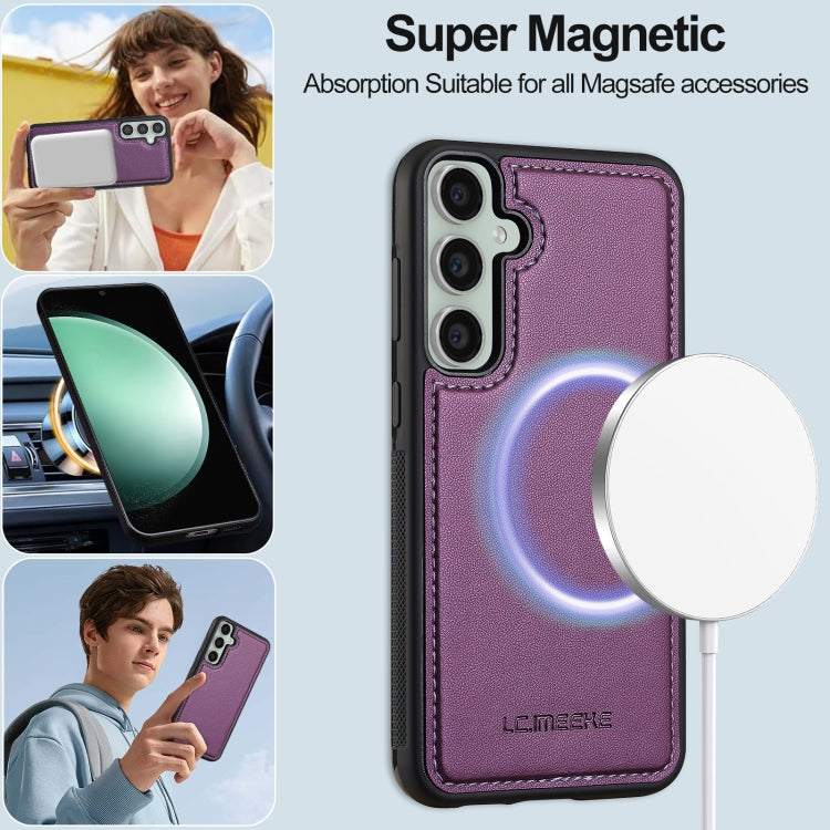 For Samsung Galaxy S24 FE 5G LC.IMEEKE L2 Series Detachable Magsafe PU Phone Case with Lanyard(Purple)
