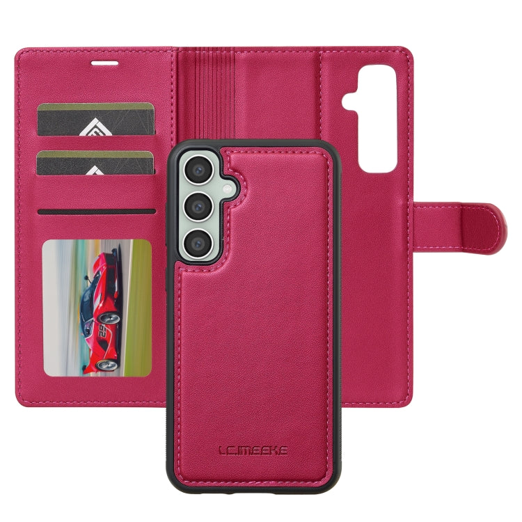 For Samsung Galaxy S24 FE 5G LC.IMEEKE L2 Series Detachable Magsafe PU Phone Case with Lanyard(Red)