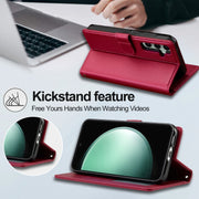 For Samsung Galaxy S24 FE 5G LC.IMEEKE L2 Series Detachable Magsafe PU Phone Case with Lanyard(Red)