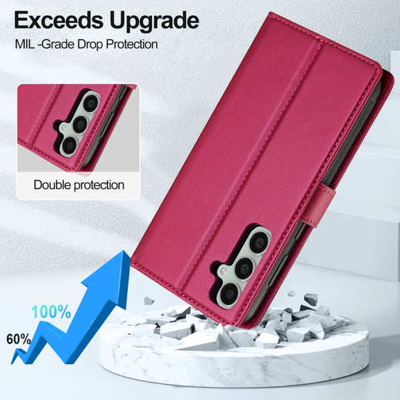 For Samsung Galaxy S24 FE 5G LC.IMEEKE L2 Series Detachable Magsafe PU Phone Case with Lanyard(Red)