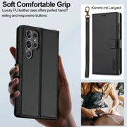 For Samsung Galaxy S24 Ultra 5G LC.IMEEKE L2 Series Detachable Magsafe PU Phone Case with Lanyard(Black)