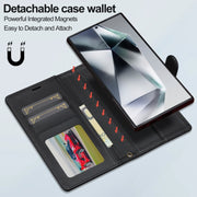 For Samsung Galaxy S24 Ultra 5G LC.IMEEKE L2 Series Detachable Magsafe PU Phone Case with Lanyard(Black)