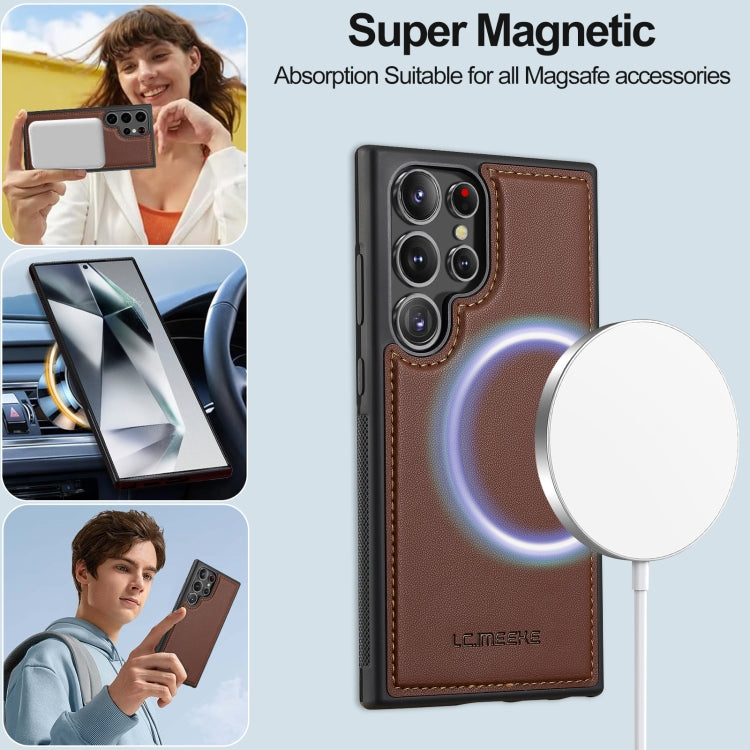 For Samsung Galaxy S24 Ultra 5G LC.IMEEKE L2 Series Detachable Magsafe PU Phone Case with Lanyard(Brown)