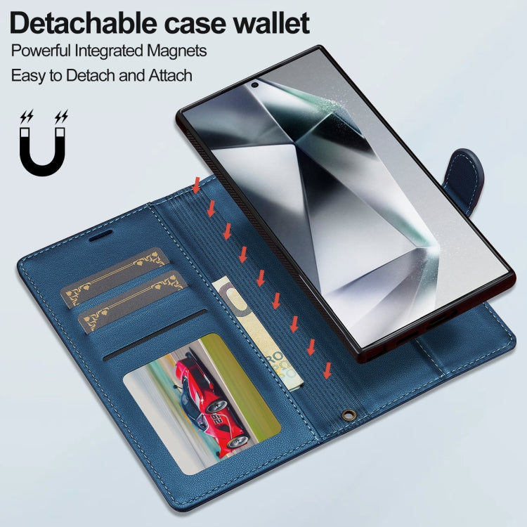 For Samsung Galaxy S24 Ultra 5G LC.IMEEKE L2 Series Detachable Magsafe PU Phone Case with Lanyard(Blue)