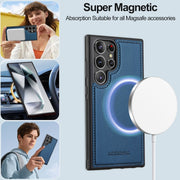 For Samsung Galaxy S24 Ultra 5G LC.IMEEKE L2 Series Detachable Magsafe PU Phone Case with Lanyard(Blue)