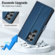 For Samsung Galaxy S24 Ultra 5G LC.IMEEKE L2 Series Detachable Magsafe PU Phone Case with Lanyard(Blue)