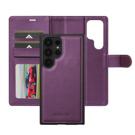 For Samsung Galaxy S24 Ultra 5G LC.IMEEKE L2 Series Detachable Magsafe PU Phone Case with Lanyard(Purple)