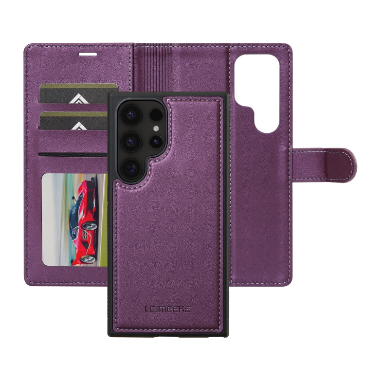 For Samsung Galaxy S24 Ultra 5G LC.IMEEKE L2 Series Detachable Magsafe PU Phone Case with Lanyard(Purple)