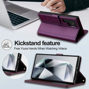 For Samsung Galaxy S24 Ultra 5G LC.IMEEKE L2 Series Detachable Magsafe PU Phone Case with Lanyard(Purple)