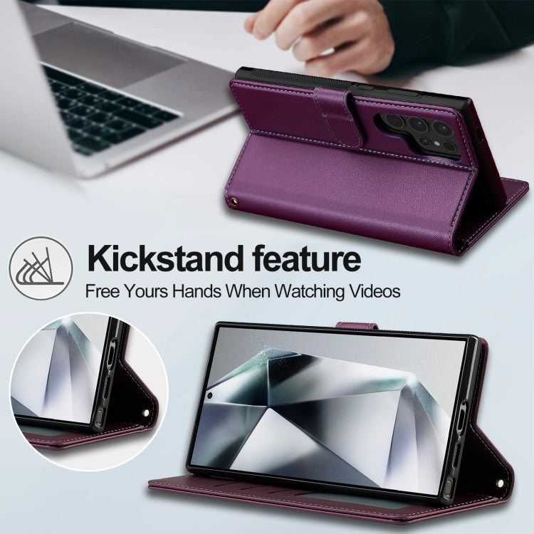 For Samsung Galaxy S24 Ultra 5G LC.IMEEKE L2 Series Detachable Magsafe PU Phone Case with Lanyard(Purple)