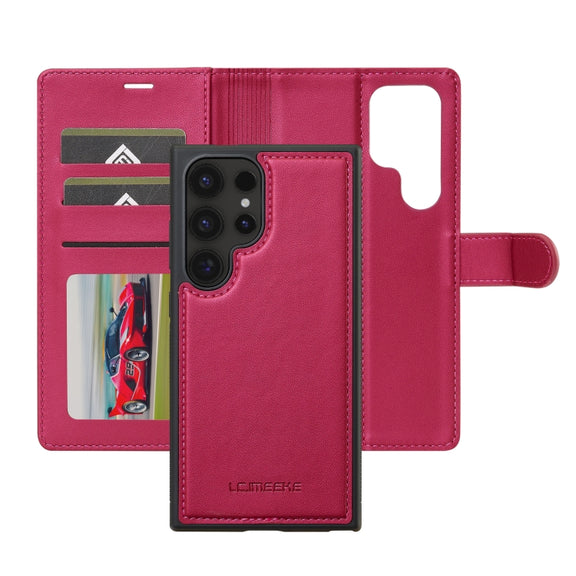 For Samsung Galaxy S24 Ultra 5G LC.IMEEKE L2 Series Detachable Magsafe PU Phone Case with Lanyard(Red)