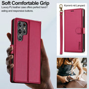 For Samsung Galaxy S24 Ultra 5G LC.IMEEKE L2 Series Detachable Magsafe PU Phone Case with Lanyard(Red)