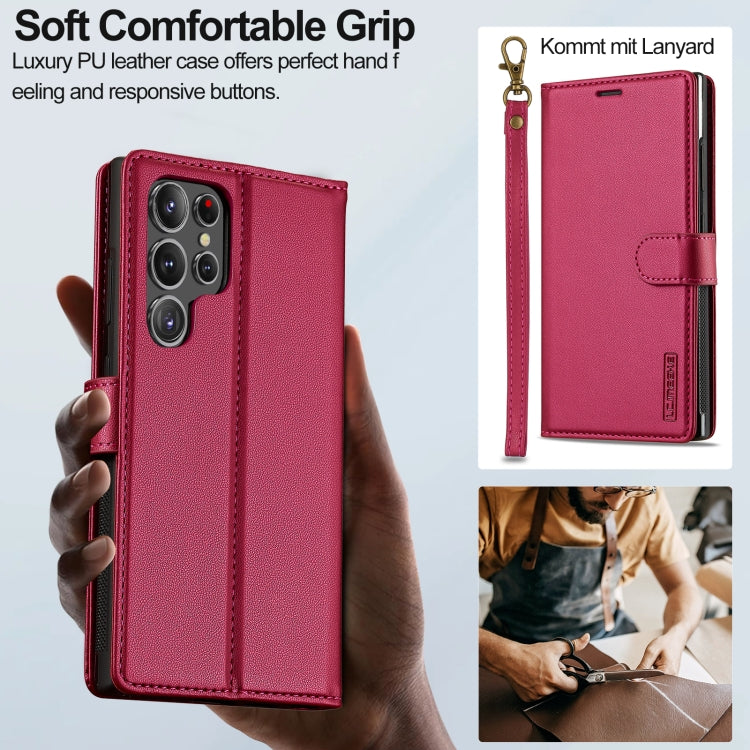 For Samsung Galaxy S24 Ultra 5G LC.IMEEKE L2 Series Detachable Magsafe PU Phone Case with Lanyard(Red)