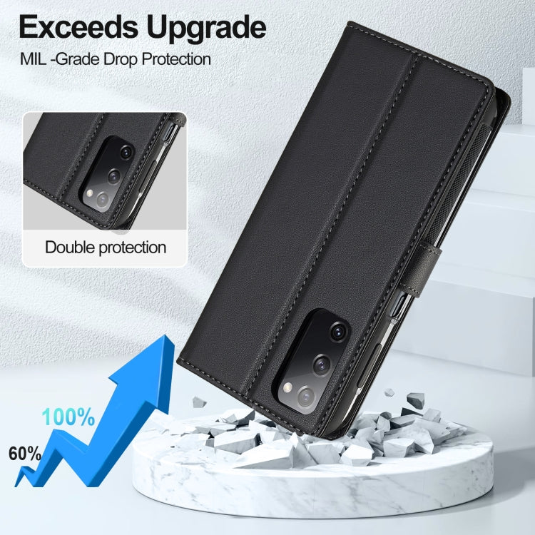 For Samsung Galaxy S20 FE 5G LC.IMEEKE L2 Series Detachable Magsafe PU Phone Case with Lanyard(Black)