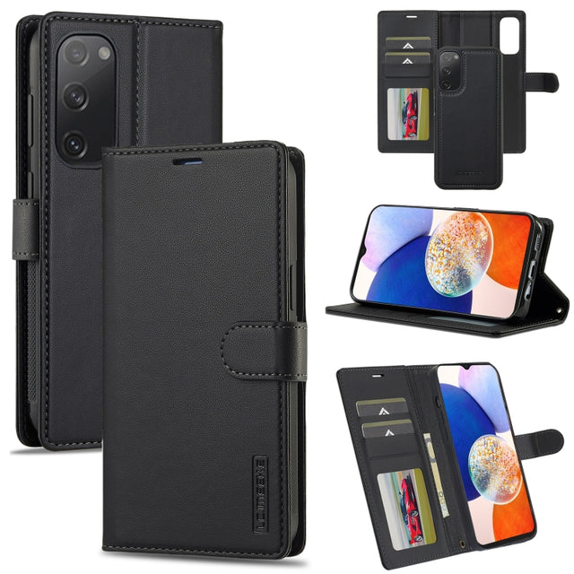 For Samsung Galaxy S20 FE 5G LC.IMEEKE L2 Series Detachable Magsafe PU Phone Case with Lanyard(Black)