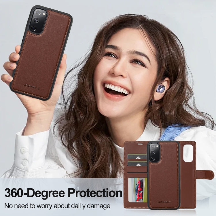 For Samsung Galaxy S20 FE 5G LC.IMEEKE L2 Series Detachable Magsafe PU Phone Case with Lanyard(Brown)