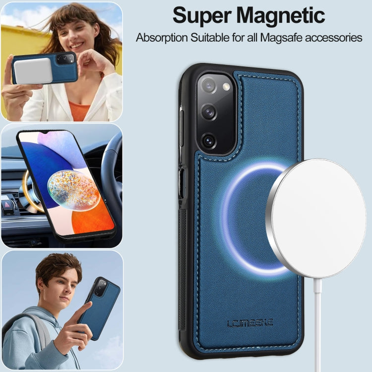 For Samsung Galaxy S20 FE 5G LC.IMEEKE L2 Series Detachable Magsafe PU Phone Case with Lanyard(Blue)