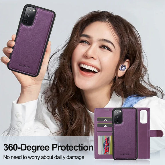 For Samsung Galaxy S20 FE 5G LC.IMEEKE L2 Series Detachable Magsafe PU Phone Case with Lanyard(Purple)