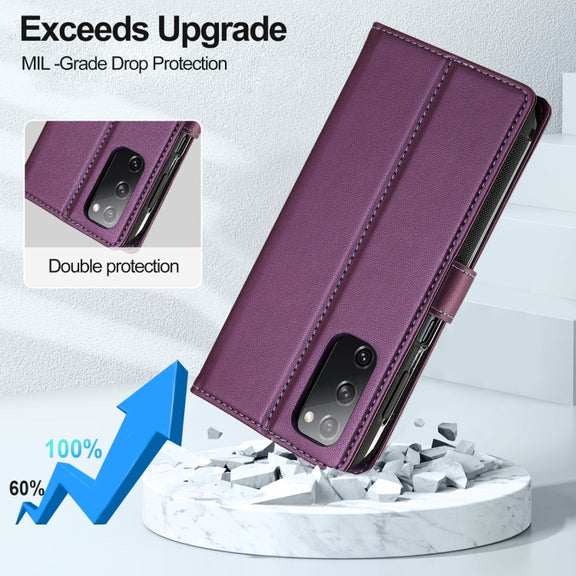 For Samsung Galaxy S20 FE 5G LC.IMEEKE L2 Series Detachable Magsafe PU Phone Case with Lanyard(Purple)