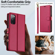 For Samsung Galaxy S20 FE 5G LC.IMEEKE L2 Series Detachable Magsafe PU Phone Case with Lanyard(Red)