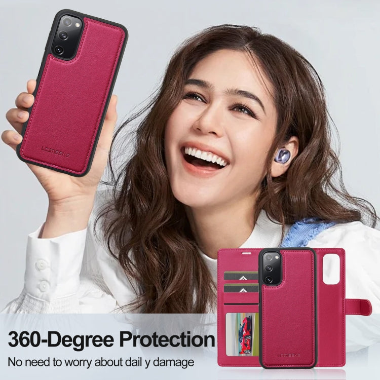 For Samsung Galaxy S20 FE 5G LC.IMEEKE L2 Series Detachable Magsafe PU Phone Case with Lanyard(Red)
