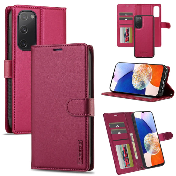 For Samsung Galaxy S20 FE 5G LC.IMEEKE L2 Series Detachable Magsafe PU Phone Case with Lanyard(Red)