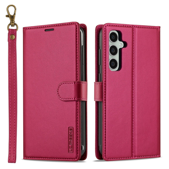 For Samsung Galaxy A55 5G LC.IMEEKE L2 Series Detachable Magsafe PU Phone Case with Lanyard(Red)