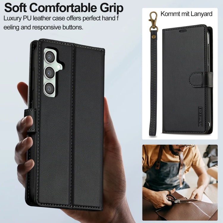 For Samsung Galaxy A35 5G LC.IMEEKE L2 Series Detachable Magsafe PU Phone Case with Lanyard(Black)