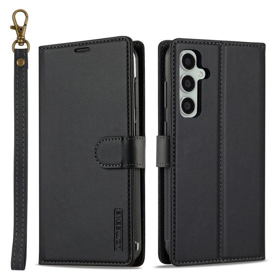For Samsung Galaxy A35 5G LC.IMEEKE L2 Series Detachable Magsafe PU Phone Case with Lanyard(Black)
