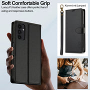 For Samsung Galaxy A14 4G / A14 5G LC.IMEEKE L2 Series Detachable Magsafe PU Phone Case with Lanyard(Black)