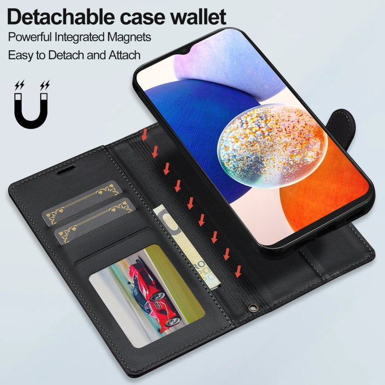 For Samsung Galaxy A14 4G / A14 5G LC.IMEEKE L2 Series Detachable Magsafe PU Phone Case with Lanyard(Black)