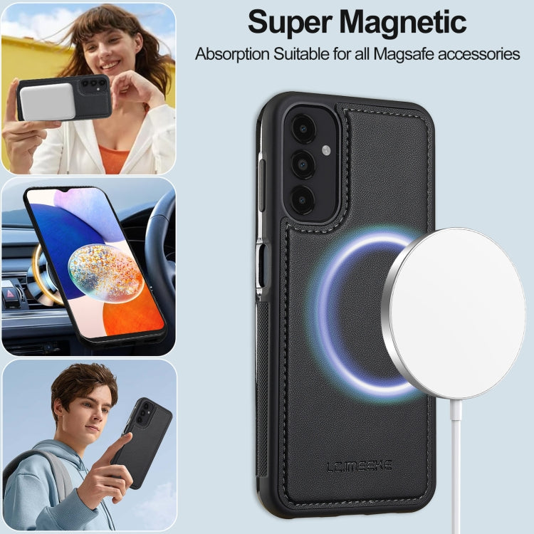 For Samsung Galaxy A14 4G / A14 5G LC.IMEEKE L2 Series Detachable Magsafe PU Phone Case with Lanyard(Black)