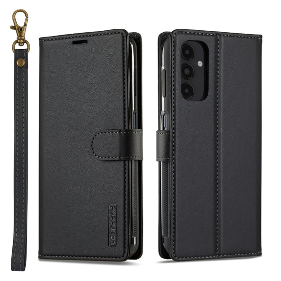 For Samsung Galaxy A14 4G / A14 5G LC.IMEEKE L2 Series Detachable Magsafe PU Phone Case with Lanyard(Black)