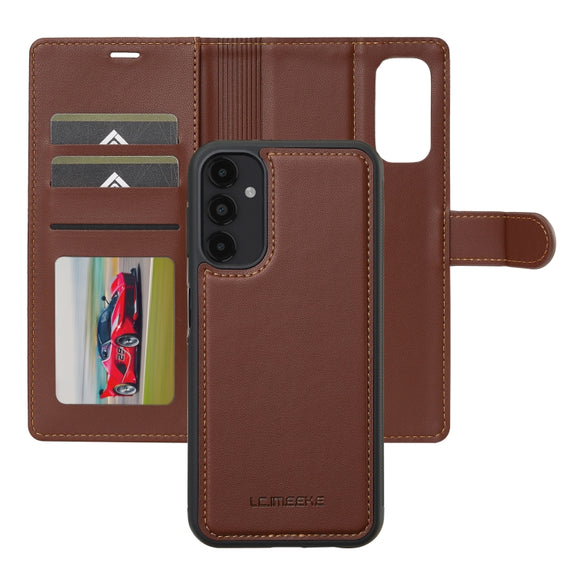 For Samsung Galaxy A14 4G / A14 5G LC.IMEEKE L2 Series Detachable Magsafe PU Phone Case with Lanyard(Brown)
