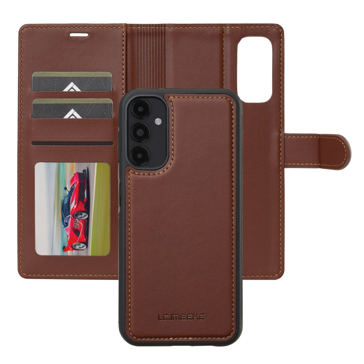 For Samsung Galaxy A14 4G / A14 5G LC.IMEEKE L2 Series Detachable Magsafe PU Phone Case with Lanyard(Brown)