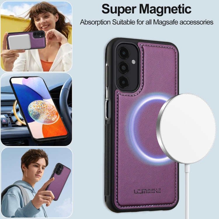 For Samsung Galaxy A14 4G / A14 5G LC.IMEEKE L2 Series Detachable Magsafe PU Phone Case with Lanyard(Purple)