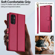 For Samsung Galaxy A14 4G / A14 5G LC.IMEEKE L2 Series Detachable Magsafe PU Phone Case with Lanyard(Red)