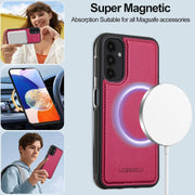 For Samsung Galaxy A14 4G / A14 5G LC.IMEEKE L2 Series Detachable Magsafe PU Phone Case with Lanyard(Red)