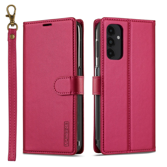 For Samsung Galaxy A14 4G / A14 5G LC.IMEEKE L2 Series Detachable Magsafe PU Phone Case with Lanyard(Red)
