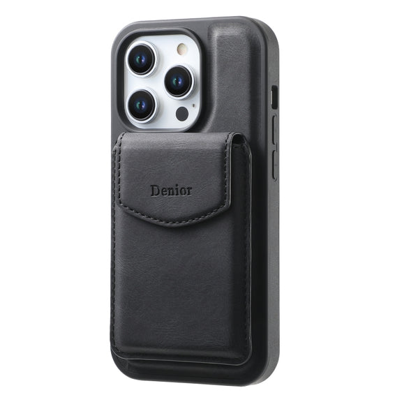 For iPhone 16 Pro Max Denior D19 Skin Feel MagSafe Detachable Card Slot Phone Case(Black)