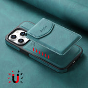 For iPhone 16 Pro Denior D19 Skin Feel MagSafe Detachable Card Slot Phone Case(Blue)