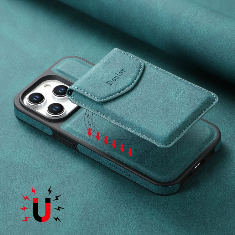 For iPhone 16 Pro Denior D19 Skin Feel MagSafe Detachable Card Slot Phone Case(Blue)
