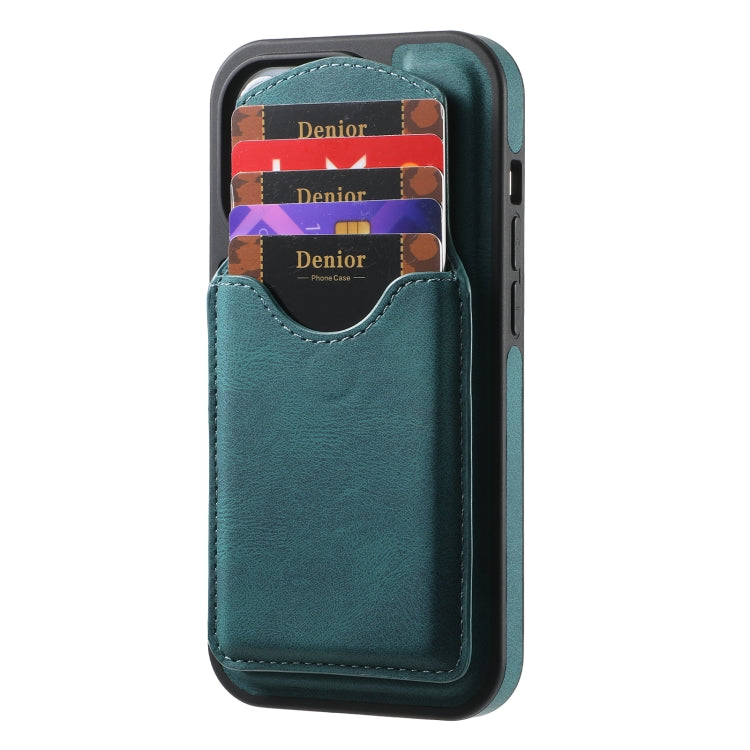 For iPhone 16 Pro Denior D19 Skin Feel MagSafe Detachable Card Slot Phone Case(Blue)
