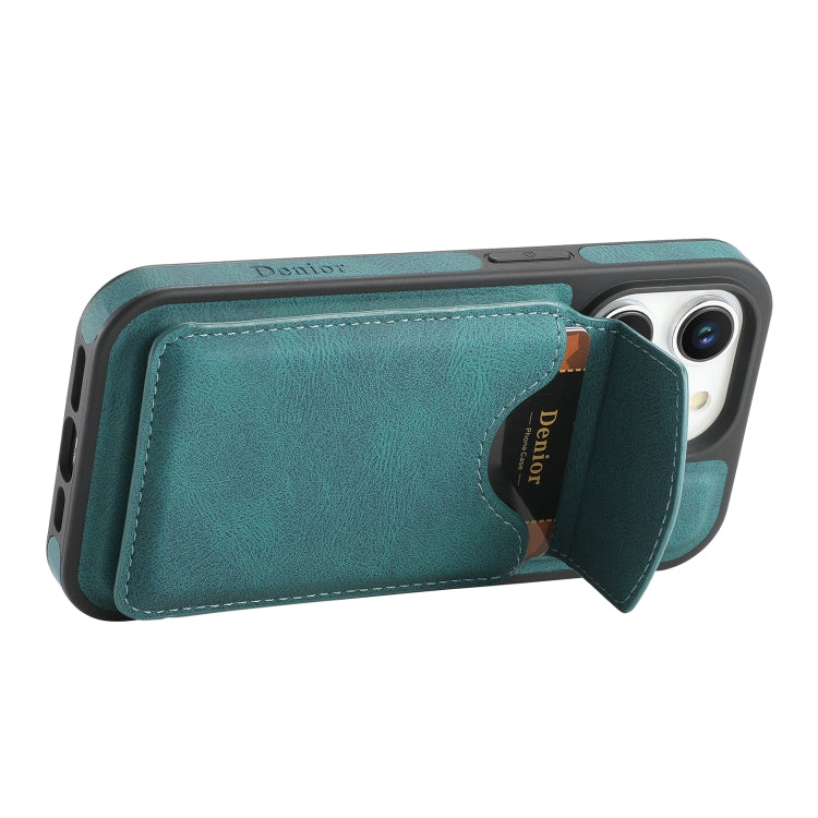 For iPhone 16 Pro Denior D19 Skin Feel MagSafe Detachable Card Slot Phone Case(Blue)