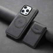 For iPhone 16 Pro Denior D19 Skin Feel MagSafe Detachable Card Slot Phone Case(Black)