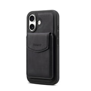 For iPhone 16 Plus Denior D19 Skin Feel MagSafe Detachable Card Slot Phone Case(Black)