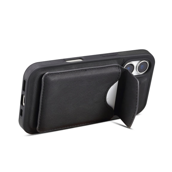 For iPhone 16 Denior D19 Skin Feel MagSafe Detachable Card Slot Phone Case(Black)