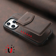 For iPhone 15 Pro Max Denior D19 Skin Feel MagSafe Detachable Card Slot Phone Case(Brown)
