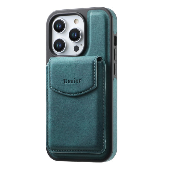 For iPhone 16 Pro Max Denior D20 Skin Feel MagSafe Holder Detachable Card Slot Phone Case(Blue)